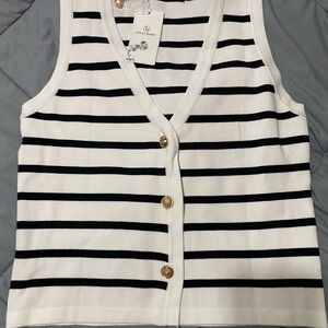 Lulus Striped Button Down Sleeveless Top